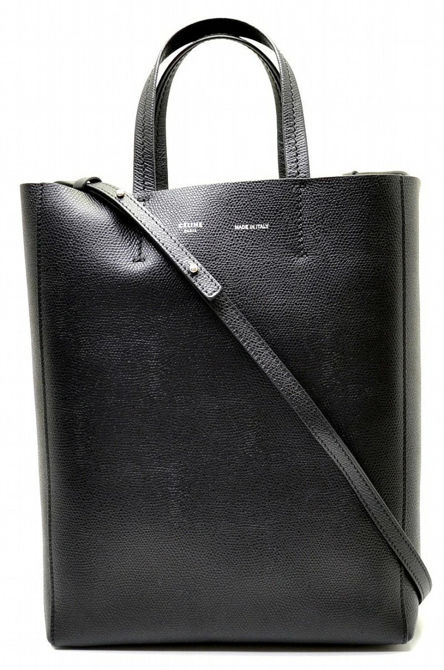 Celine Cabas Handbag Tote Bag Shoulder Leather Black